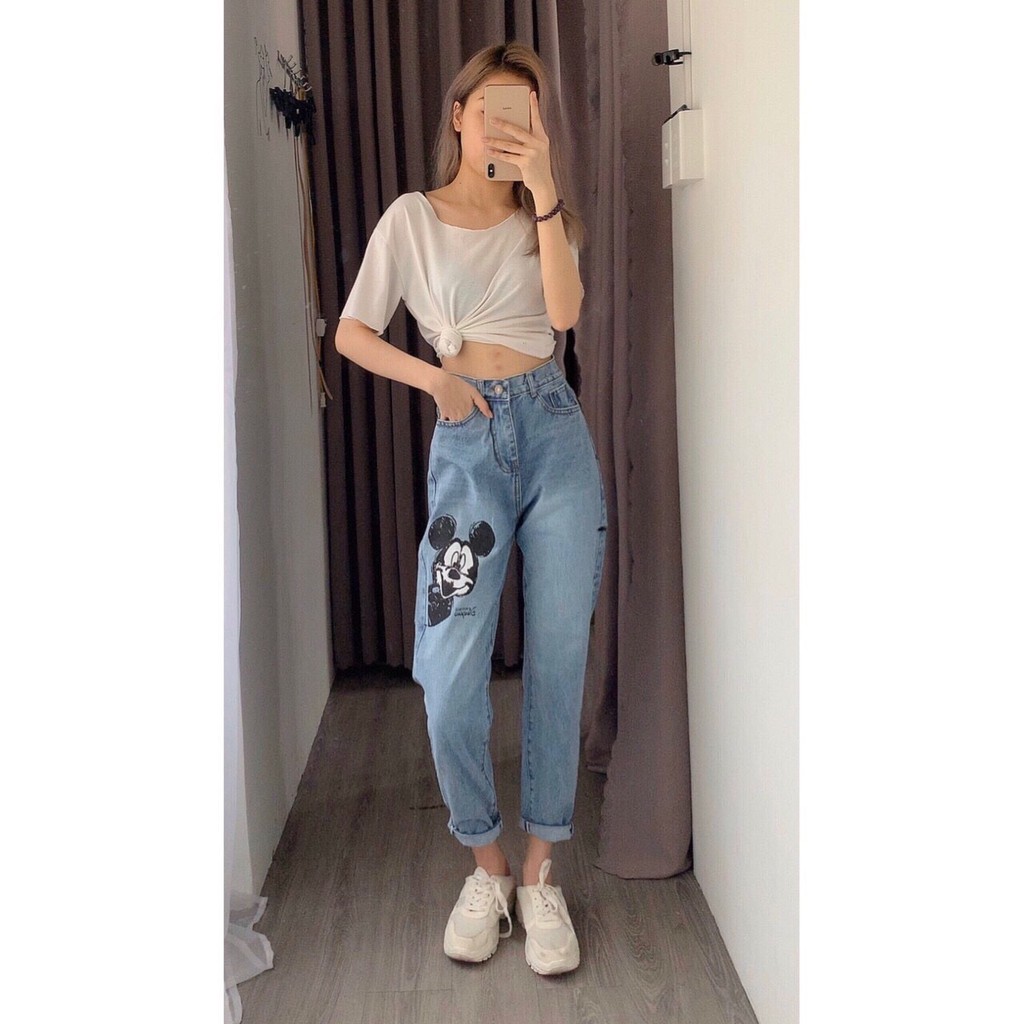 Quần jean baggy nữ rách gối cá tính AnNgo - AT170 A