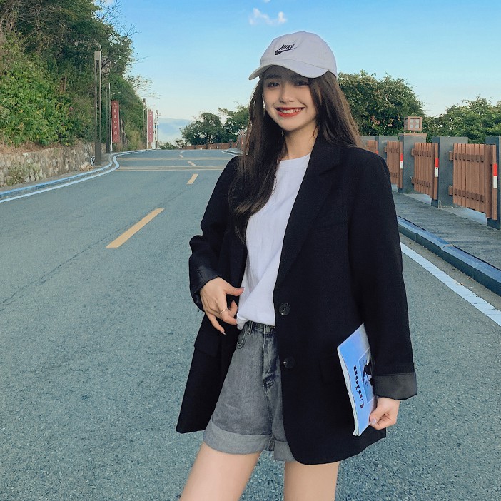 Áo blazer nâu tây 1 lơp phong cách Hàn quốc- Áo vest ,áo blazer nữ vải trượt vạt bầu dáng rộng,hàng xuất khẩu | BigBuy360 - bigbuy360.vn