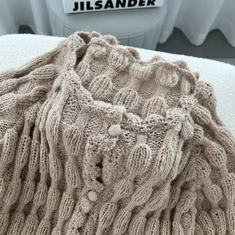 Hàng Mới Về Áo Khoác cardigan Dệt Kim Ba Chiều Dáng Rộng Nhẹ Nhàng Phong Cách Thu Đông Mới Cho Nữ