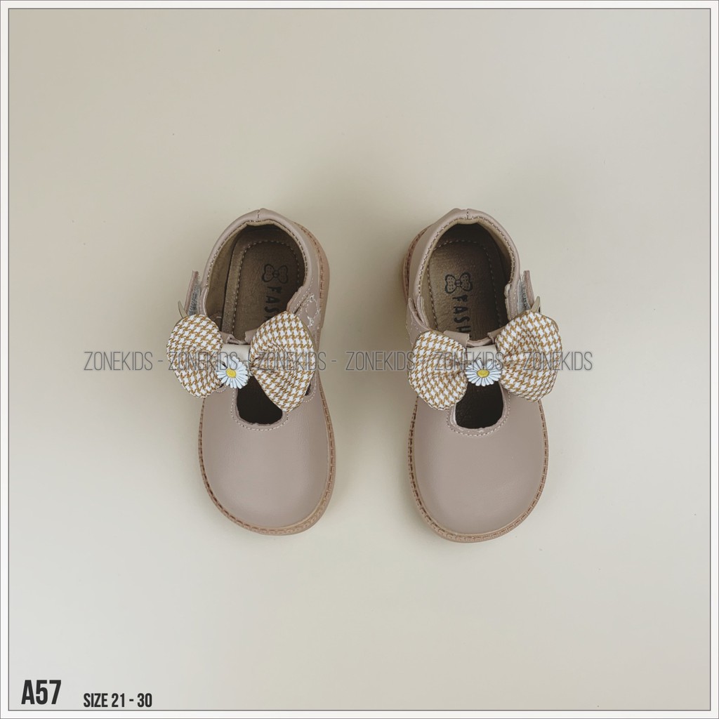 Giày búp bê phối nơ họa tiết cho bé gái Zonekids - A57