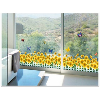 Decal dán chân tường HÀNG RÀO HOA HƯỚNG DƯƠNG