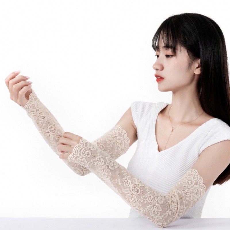 Găng Tay Dài Hở Ngón Chất Liệu Cotton Co Giãn Họa Tiết Kẻ Sọc Phong Cách Anime Thời Trang Cho Nữ