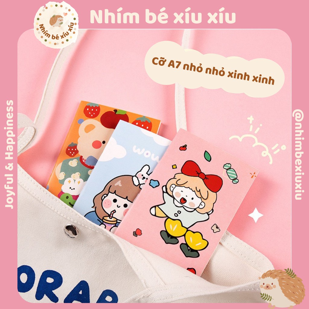 Sổ tay kẻ ngang size A7 nhiều hình cute dễ thương VT143