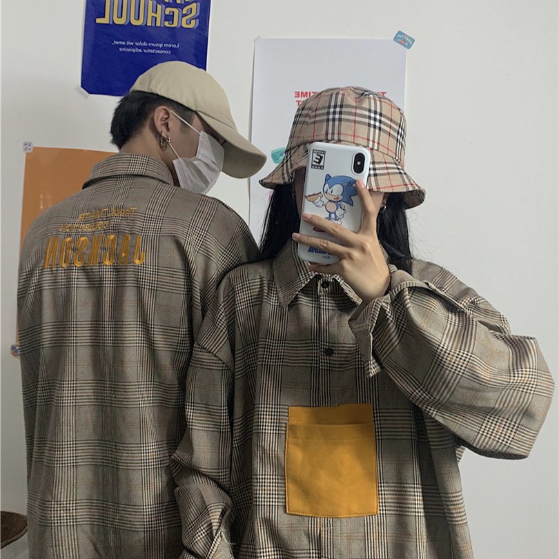 [Hàng Sẵn Sàng] Miễn Phí Vận Chuyển Áo Sơ Mi Nam Nữ 128287Áo Sơ Mi Tay Dài Dáng Rộng Màu Sắc Độc Đáo Phong Cách Retro Hàn Quốc Thời Trang Cho Nữ