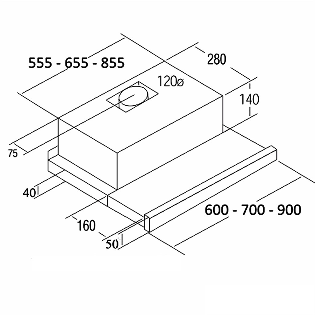 Máy Hút Mùi Âm Tủ Cata TF 2003, Công Suất 600m3/h, Khử Mùi Nhà Bếp,Phòng Ăn, Tiết Kiệm Không Gian, KT 900