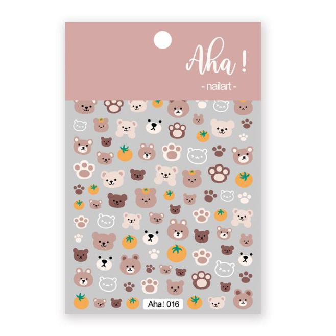 Hình dán móng tay - Sticker dán móng chú Gấu cute A016