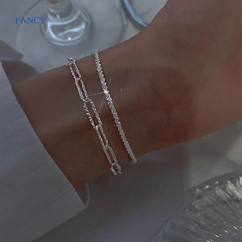 Fancy Vòng Tay Bạc Sterling 925 Sáng Bóng Kim Cương Sáng Kiểu Gợn Sóng Thiên Hà Lấp Lánh Làm Quà Tặng Cho Ngày Lễ Tình Nhân