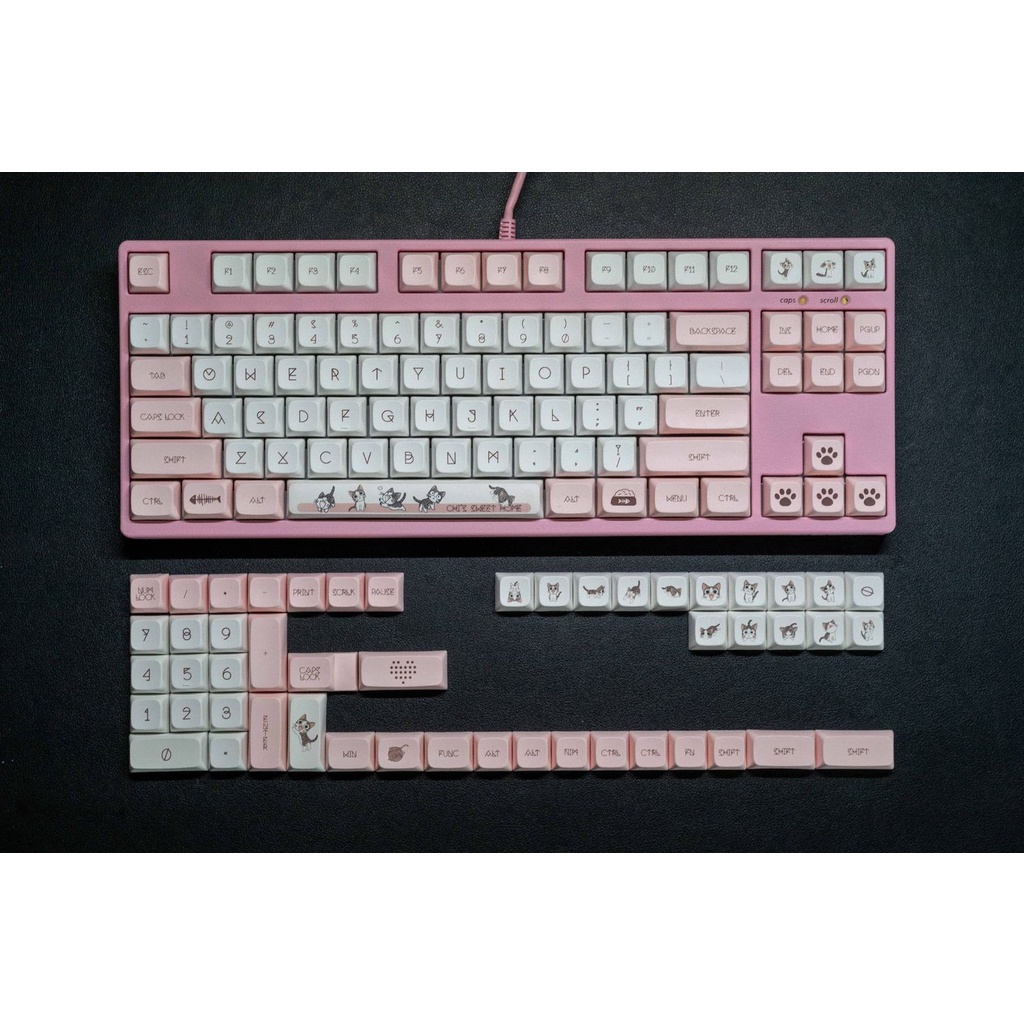 Keycap Cheese Cat XDA PBT Dyesub - bộ nút thay cho bàn phím cơ 60 68 84 87 80 137