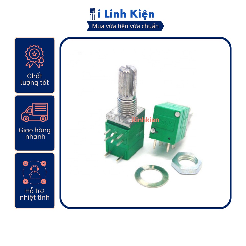 Chiết áp công tắc đôi RV097NS xanh 8 chân 10K - 100K chất lượng tốt