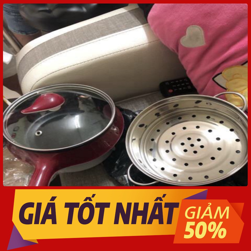 [Sale toàn shop] Chảo nồi điện mini đa năng 2 tầng (Ổ cắm 2 chấu, 2 mức nhiệt)