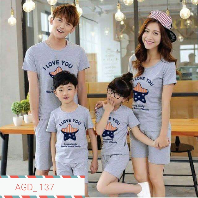 Áo đôi, áo gia đình họa tiết ngôi sao I LOVE YOU - MÃ AGD 137