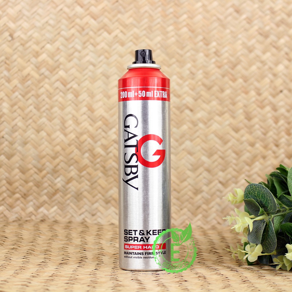 [ CHÍNH HÃNG - SHOP TPHCM] Gôm xịt tóc Gatsby Set & Keep Spray SUPER HARD Level 4 250ml | Nhập khẩu Indonesia