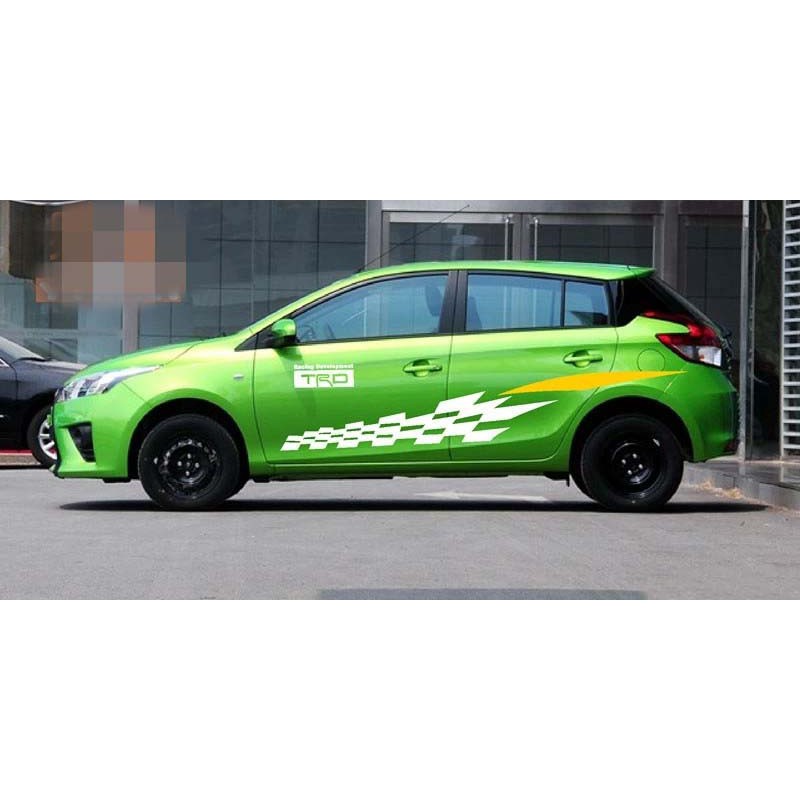 Bộ Tem Decal TRD Kẻ Sọc ô Cờ Dán Sườn Xe ô Tô MS-127