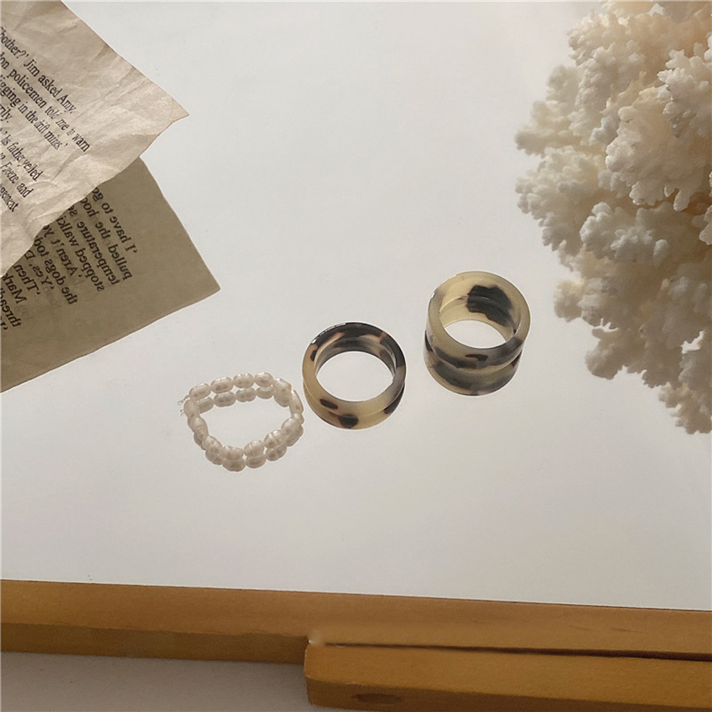 Set Nhẫn Đeo Tay Kim Loại Đính Đá Ngọc Trai Giả Thời Trang Cho Nữ