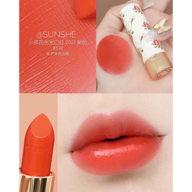 SON GUCCI 518 VỎ HOA ĐỎ CAM FULLBOX HÀNG CHÍNH HÃNG