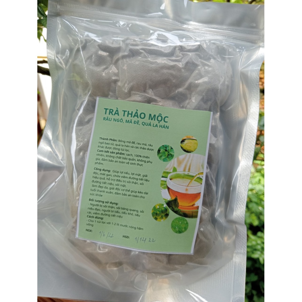 Trà thảo mộc râu ngô, mã đề, rau má, quả la hán uống liền
