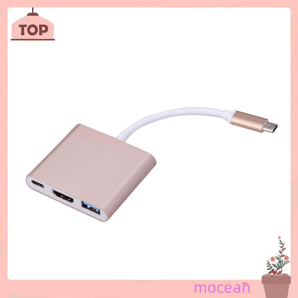 Mocean Type C 3.1 to USB3.0+ HDMI-compatible+Type C Female Charger Adapter for Apple Macbook