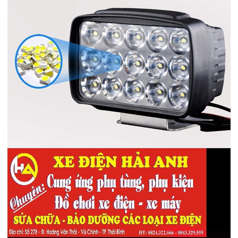 Đèn Pha LED 15 Bóng 1000lm Dành Cho Xe máy xe điện