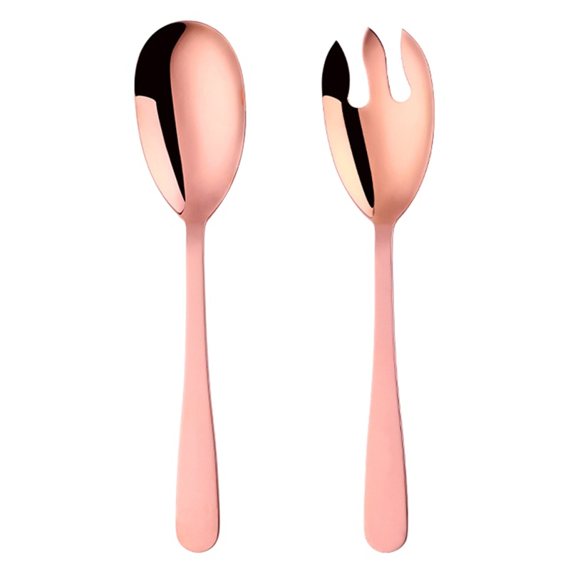 Set 2 Muỗng Nĩa Trộn Salad Bằng Thép Không Gỉ Tiện Dụng Cho Nhà Bếp