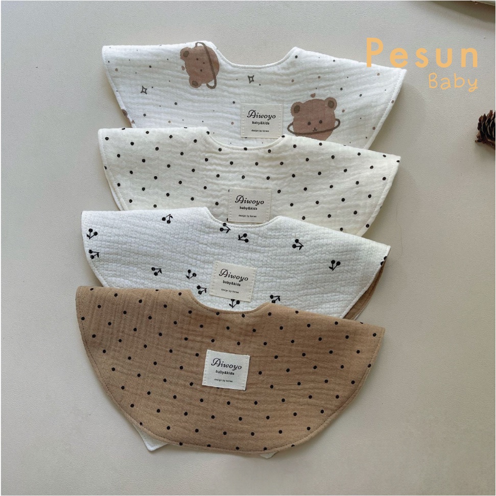 Khăn Yếm Dãi Cotton Cao Cấp Phong Cách Hàn Quốc