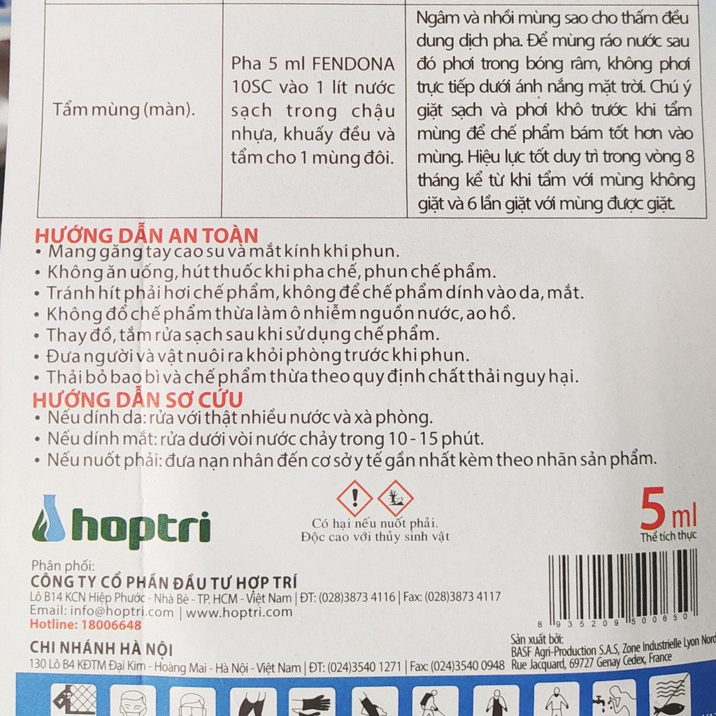 Chế Phẩm Diệt Côn Trùng FENDONA 10SC - Thuốc Diệt Muỗi Kiến Gián (gói 5ml)