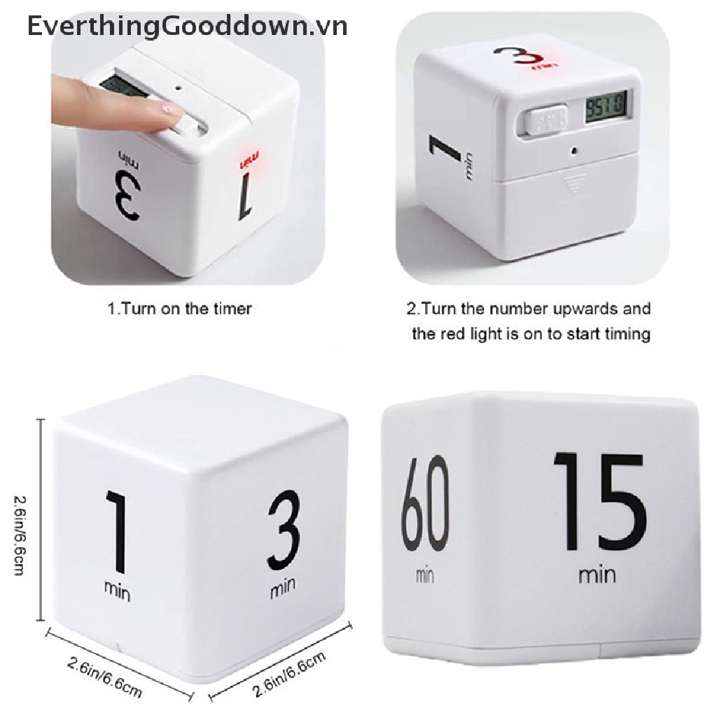 Everthinggood Đồng Hồ Hẹn Giờ Đếm Ngược Trọng Lực Dạng Khối Lật Dành Cho Nhà Bếp