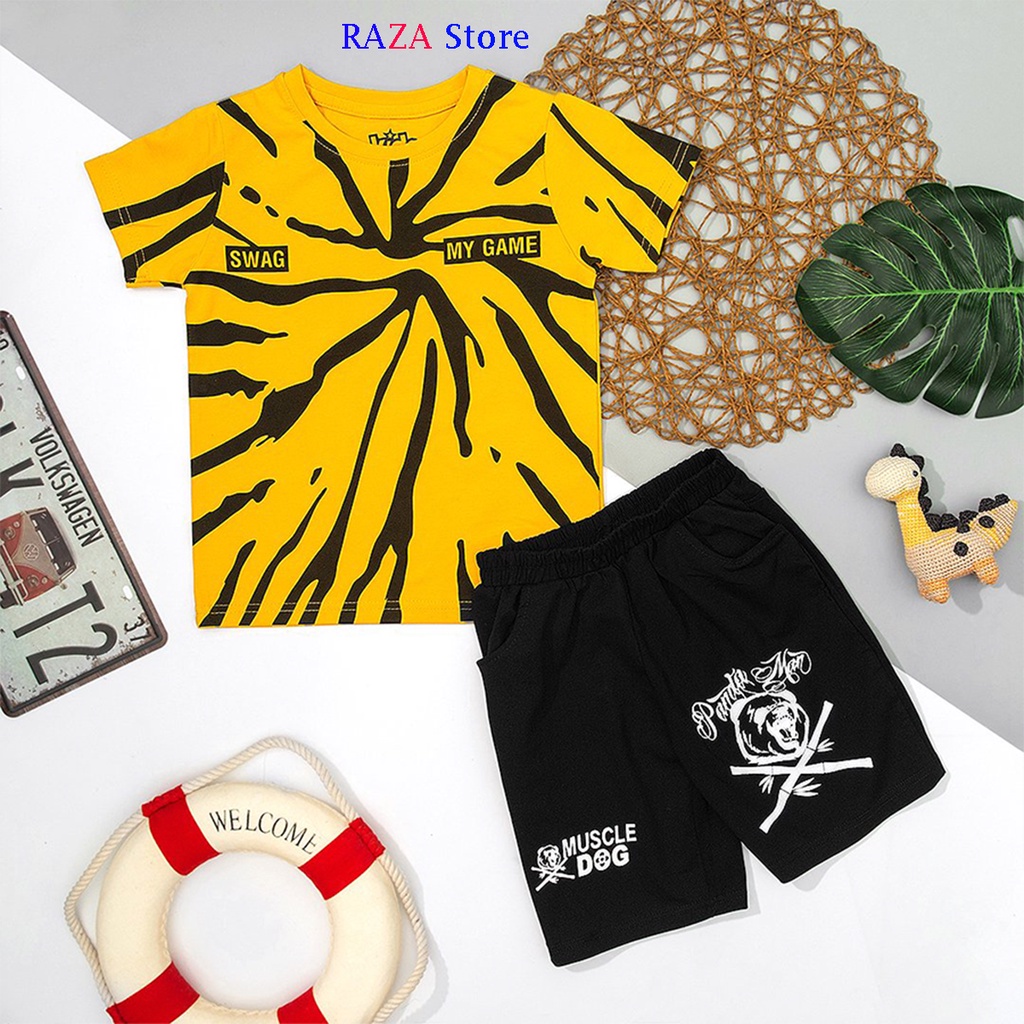 Bộ hè bé trai,Đồ bộ bé trai RAZA Store chất liệu cotton cao cấp sợi thoáng mát cho bé từ 15kg đến 46kg RZM28