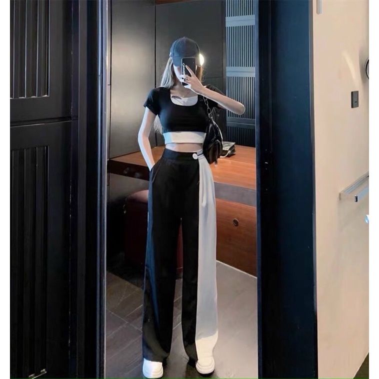 SÉT 3 MÓN QUẦN DUÔNG DÀI + ÁO CROP KIỂU