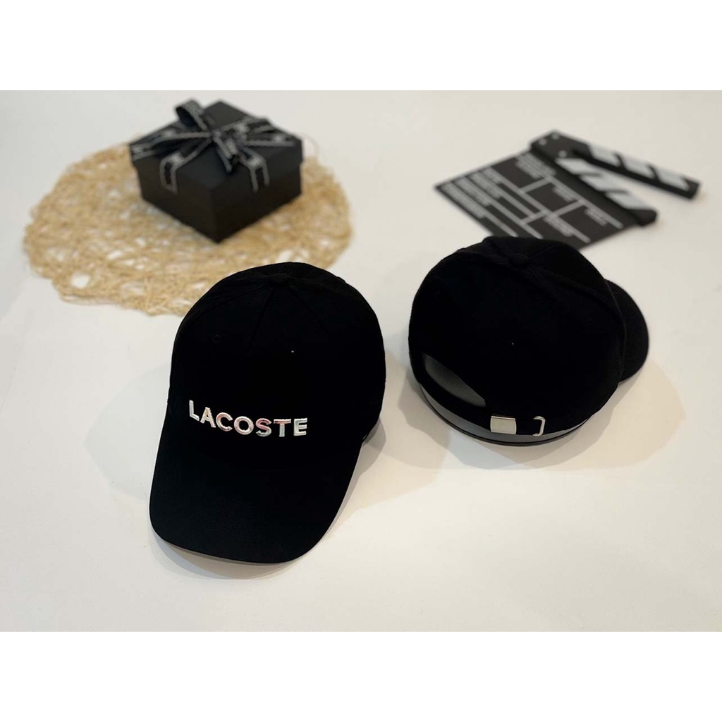 Mũ lưỡi trai Lacoste màu đen cá tính dành cho cả nam và nữ full hộp để làm quà tặng