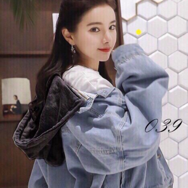 Áo khoác jean nữ có mũ - M55
