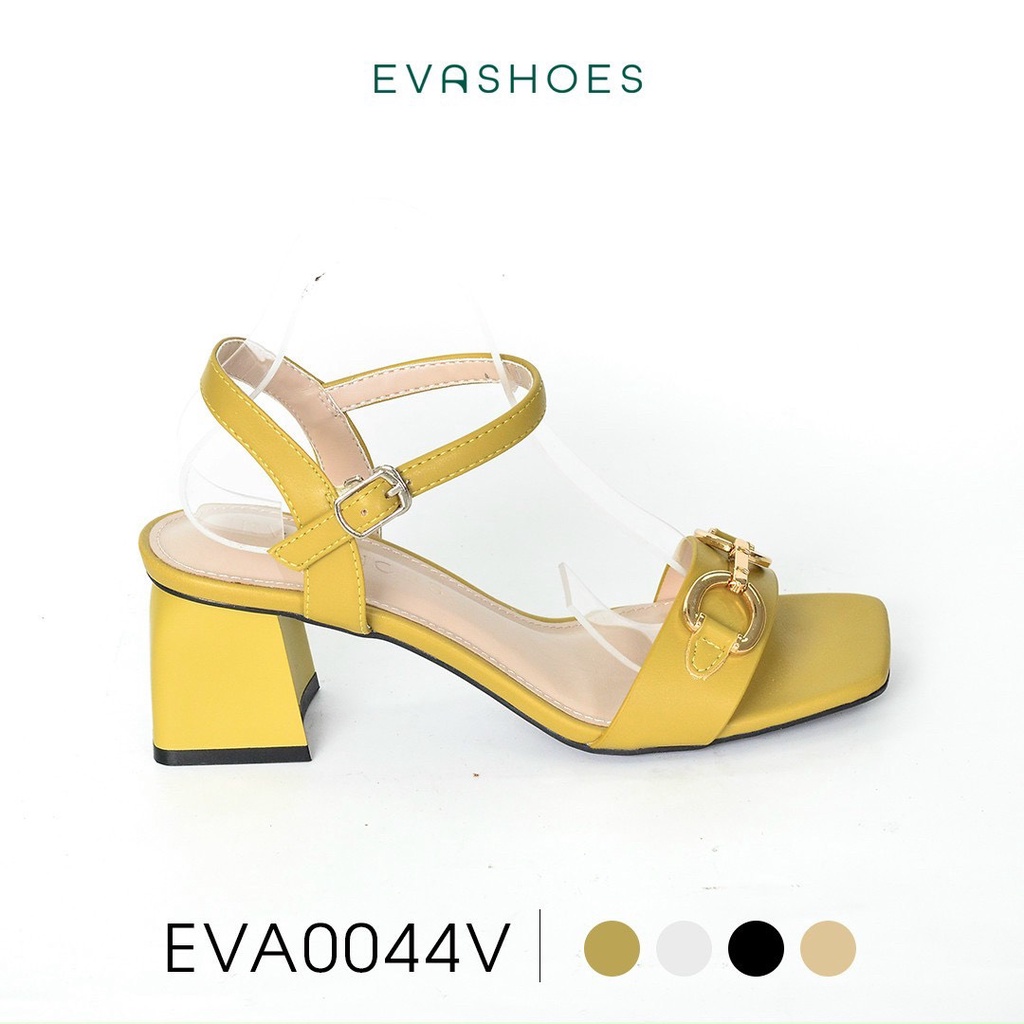 Dép sandal nữ quai ngang phối khóa đế vuông Evashoes Eva0044V