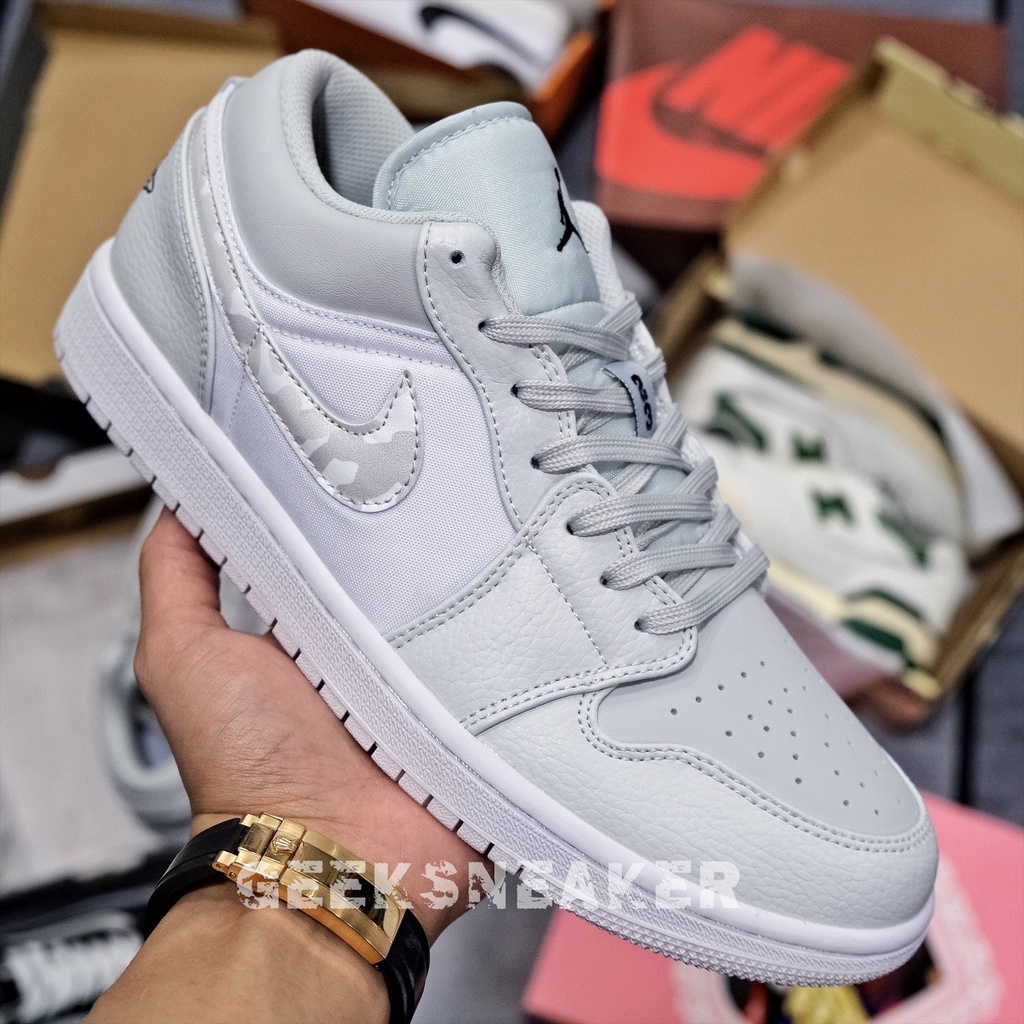 [GeekSneaker] Giày Sneaker Jordan 1 Low Camo White