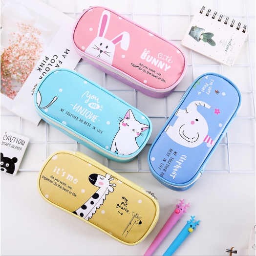 Hộp bút chó mèo động vật to HB32 heo cáo gấu cute dễ thương