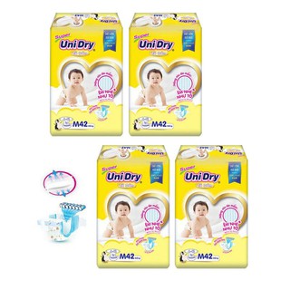 Combo 4 Bịch Tả Dán Unidry Size M42 Miếng - dành cho bé từ 7 đến 12kg