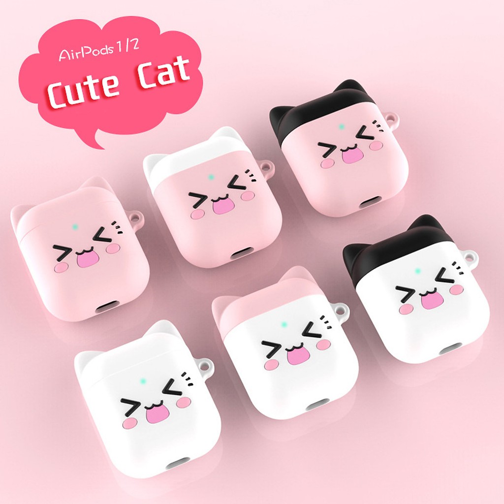 Ốp silicon,Bao Case Cho Airpods 1/ Airpods 2 Hình Mèo Cute