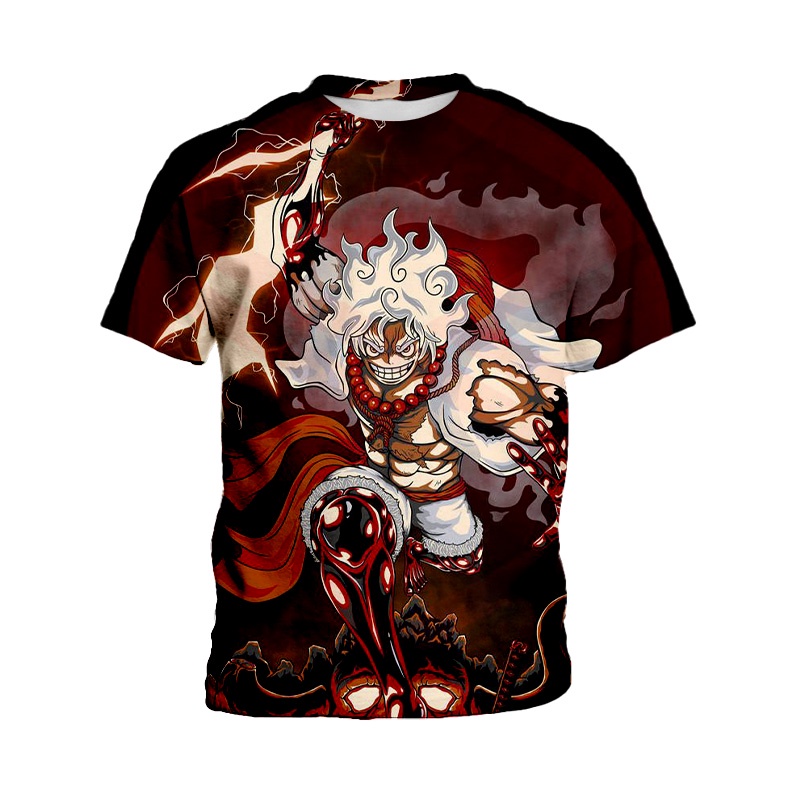 Áo Thun Tay Ngắn In Hình Nhân Vật Luffy Trong Phim Hoạt Hình One Piece Cá Tính Cho Bé Trai