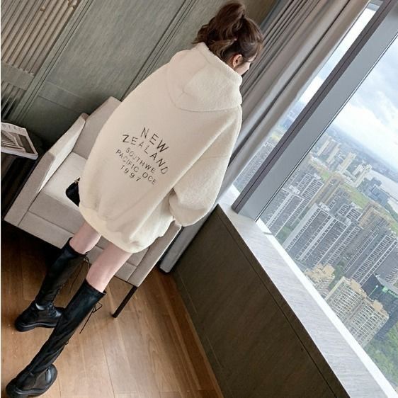 Áo Hoodie Lót Lông Cừu Dày Dặn Phong Cách Mới