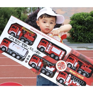 Set mô hình xe cứu hoả, xe bồn, xe xúc đồ chơi dành cho bé (4-6 xe)- Xe đồ chơi MH:B0083