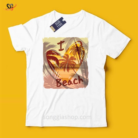 Áo thun hội nhóm unisex nam nữ gia đình BEACH phông màu trắng thun cotton mềm mịn SGS1193 | SG