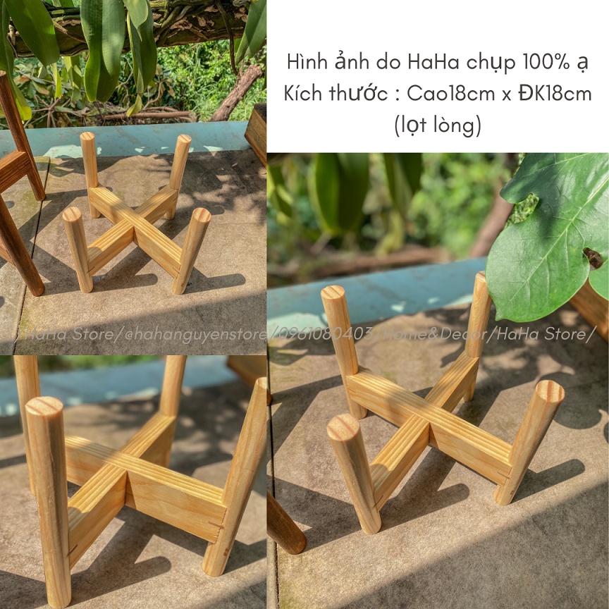 Kệ gỗ để cây cảnh trang trí trong nhà chân tròn nhiều kích thước sơn chống thấm ẩm mốc CCG03