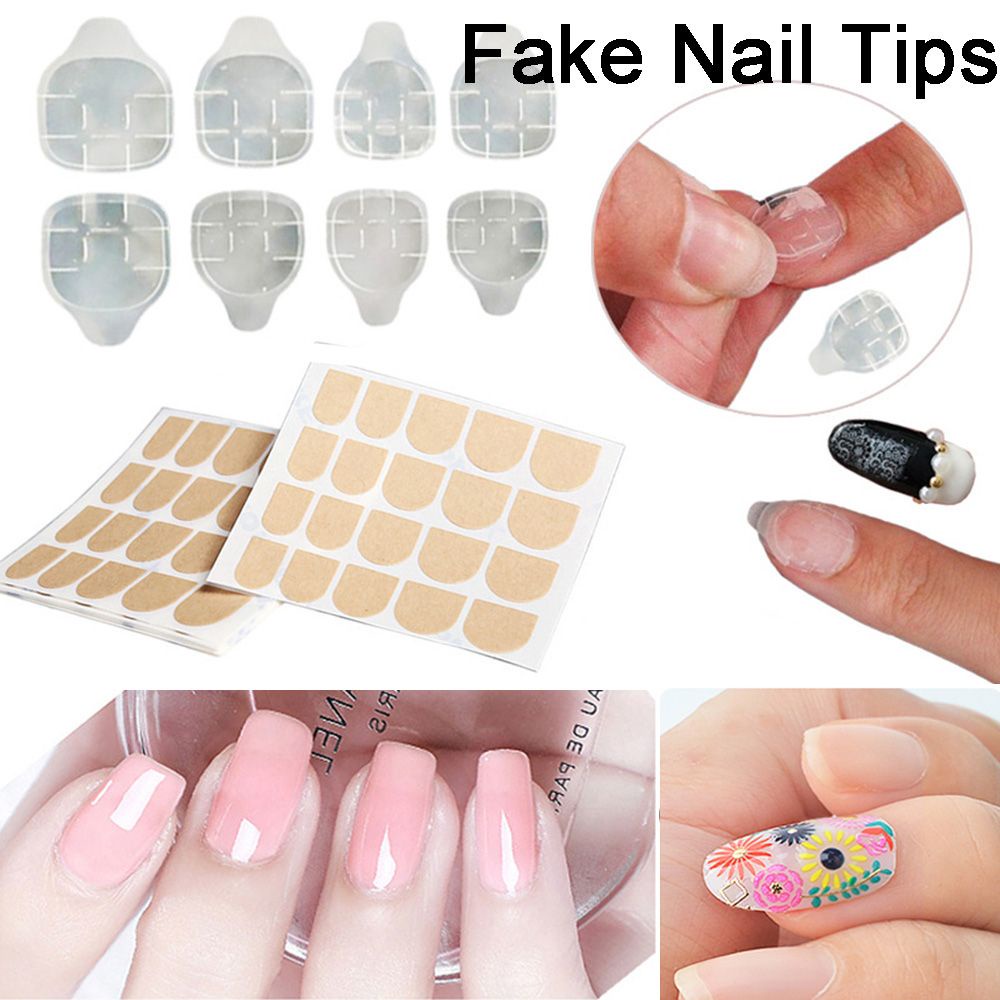 [Hàng mới về] Set 5 tờ miếng keo dán móng tay giả hai mặt trong suốt chống thấm nước dễ sử dụng
