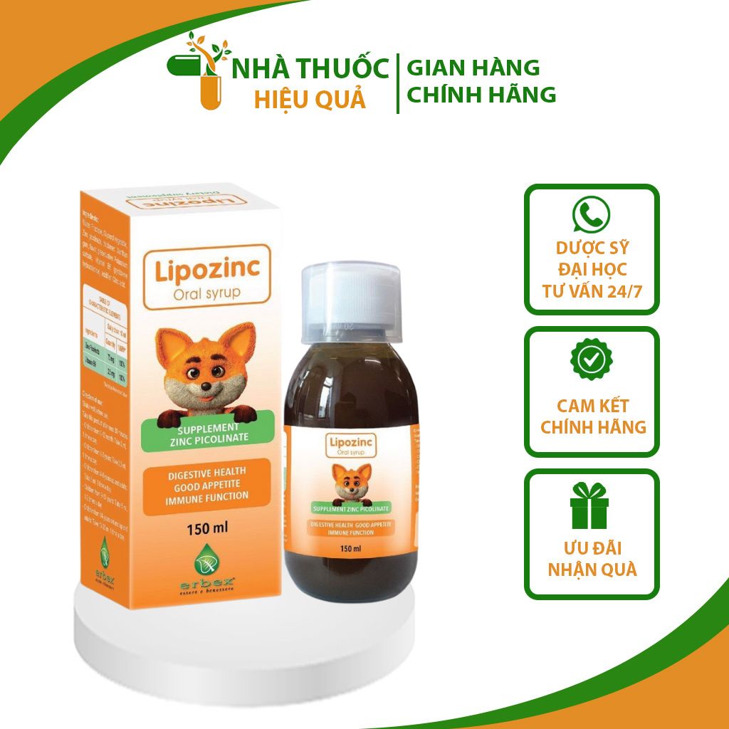 Siro Lipozinc Oral Syrup I Bổ sung Kẽm giúp bé ăn ngon hỗ trợ tăng đề kháng I Lọ 150ml I Nhập khẩu Italia.thuochieuqua