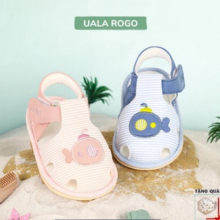 Dép tập đi cho bé Ualarogo đế cao su chống trượt quai dán an toàn êm chân