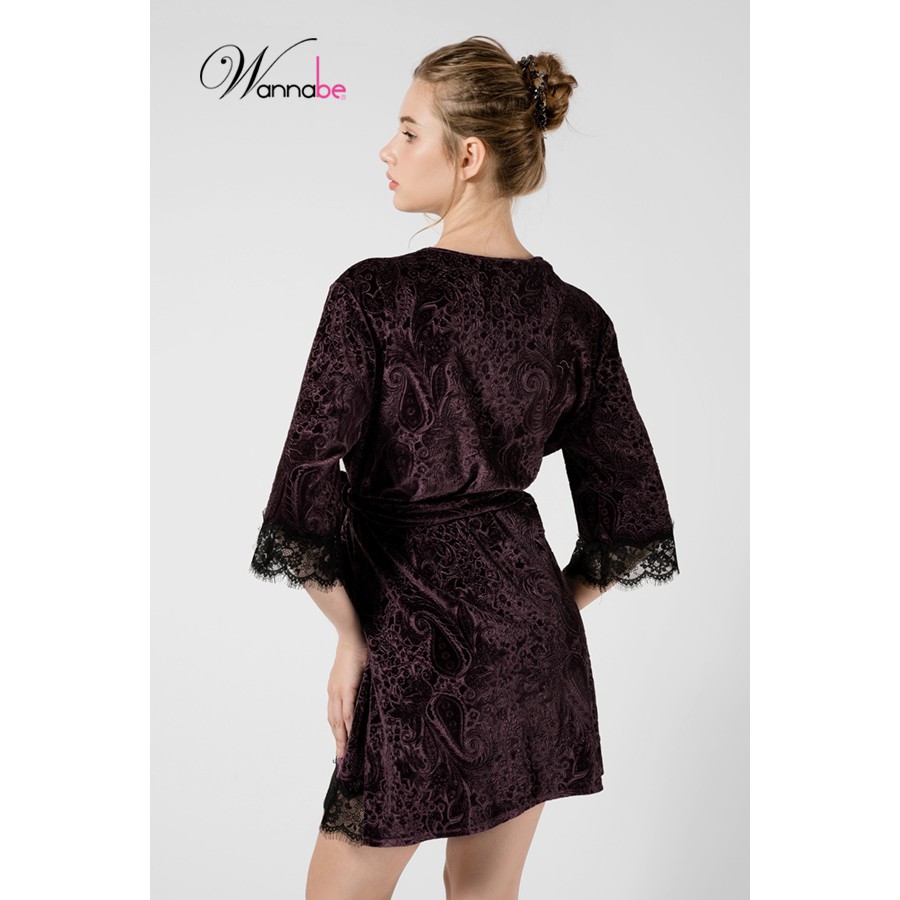 [Mã FASHIONMALLT4 giảm 15% đơn 150k] Áo choàng ngủ nhung velvet, Wannabe KI612