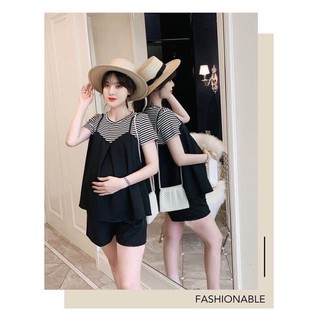 Áo bầu phối hai dây hè HT8840