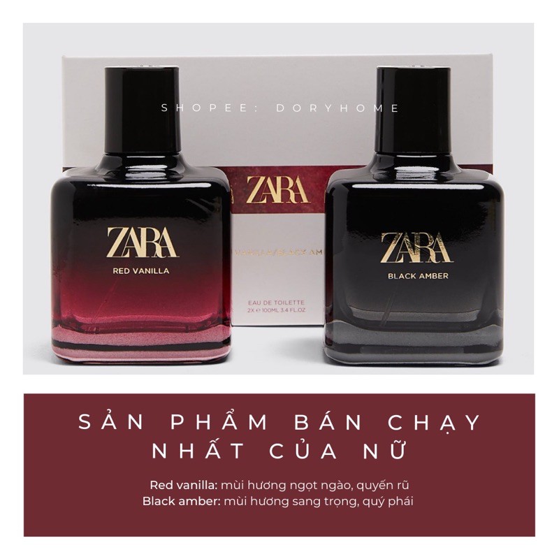 Nước hoa nữ Zara - Set 2 chai Red Vanilla và Black Amber 100ml