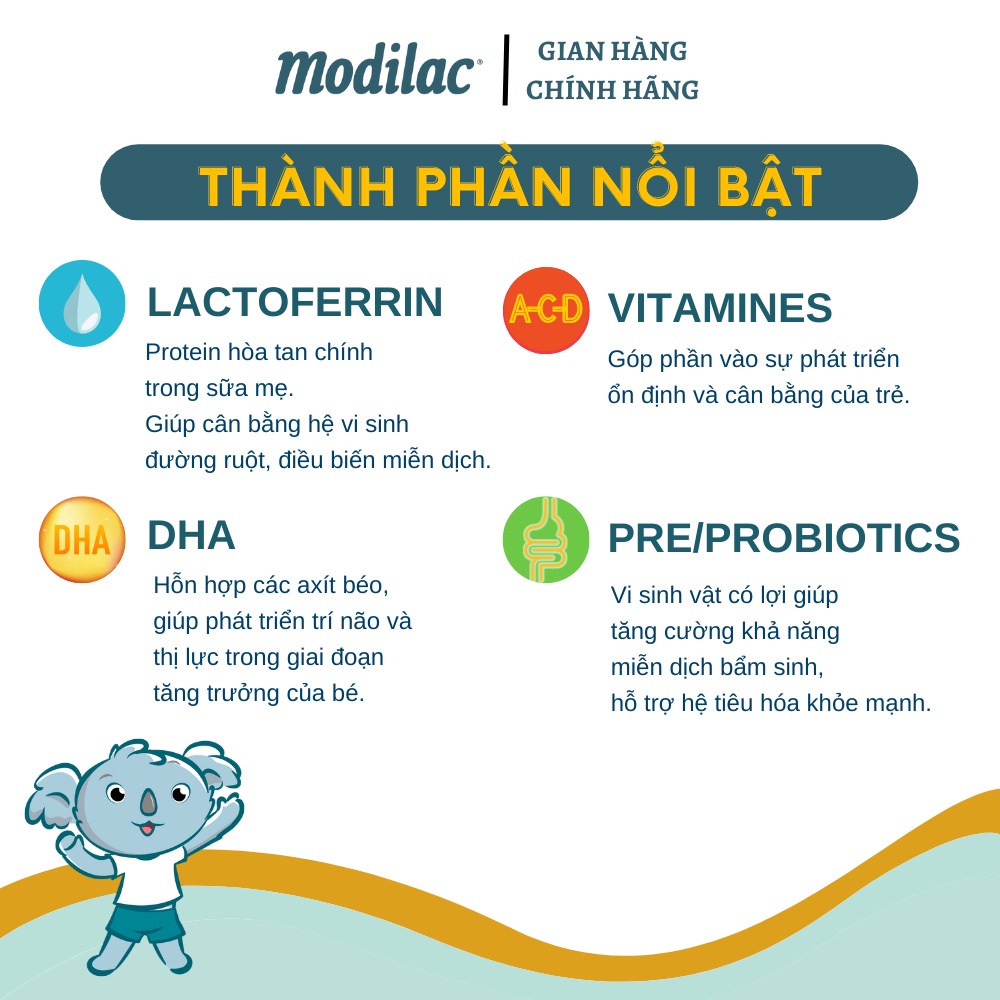 Sữa bột MODILAC DOUCEA 1 400G cho trẻ từ 0-6 tháng, phát triển miễn dịch và khả năng tư duy của trẻ