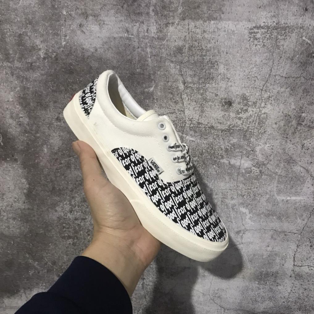 Giày Vans Slip On Strap Fear Of God Đen Trắng dán, Giày Vans Dán Nam Nữ Đủ Size, Full Box Bill