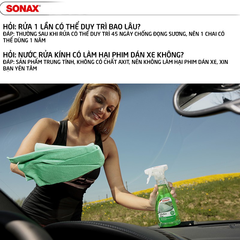 Dung dịch rửa kính xe Sonax Clear Glass nước rửa kính,đèn xe hơi vệ sinh gương,cửa kiếng văn phòng,nhà cửa _SN-338241