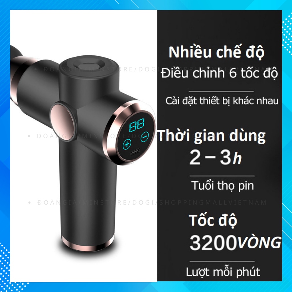 Máy rung cầm tay và Massage cầm tay Fascial Gun nhiều Chế Độ Điều Trị Nhức Mỏi Vai Gáy Dogitek TY506 ( Bản Quốc Tế)